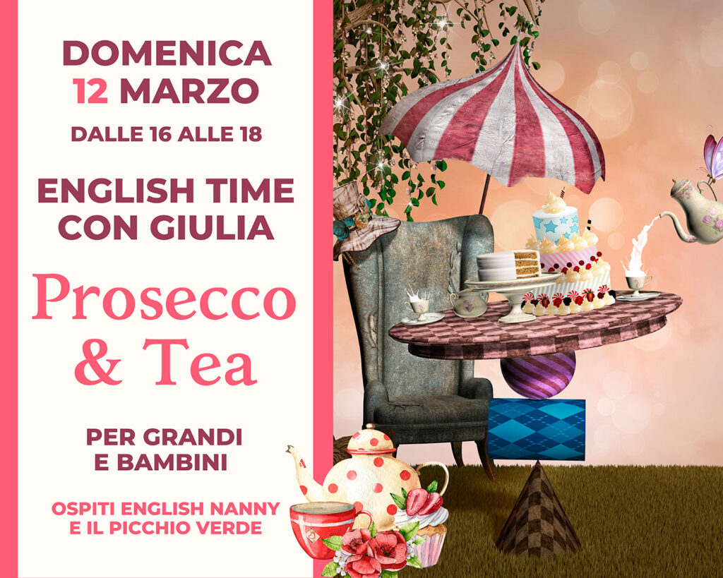 ENGLISH TIME CON GIULIA
Un appuntamento per grandi e bambini, una merenda e aperitivo a tema inglese.
Domenica 12 marzo dalle 16 alle 18