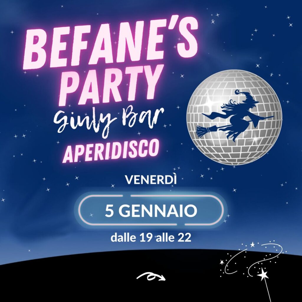 BEFANE’S PARTY - APERIDISCO
Venerdì 5 gennaio dalle ore 19 alle 22!
Aperitivo e tutti in pista con DJ @mad_ludo